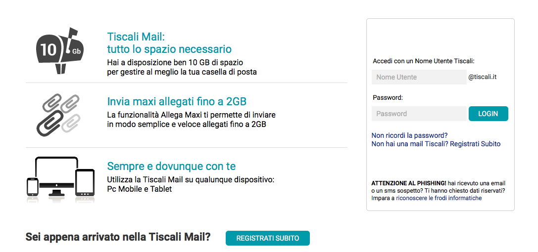 mail di tiscali