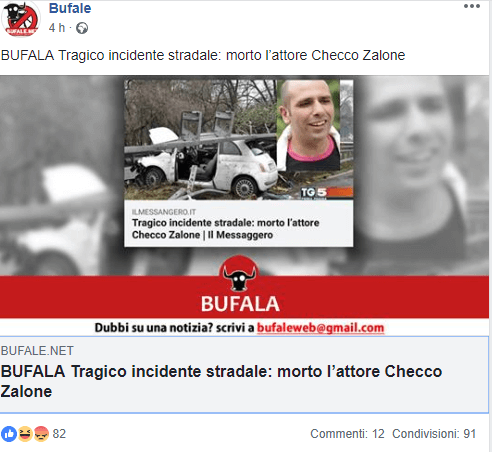 Bufala Morte Checco Zalone